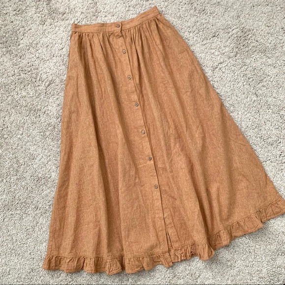 Rylee + Cru Oceanside Orange Linen Blend Skirt - Picture 3 of 8